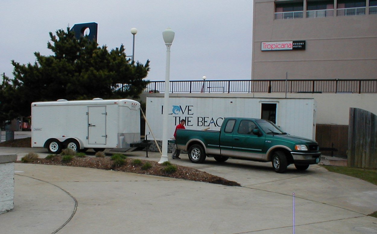 Maddox's truck and trailer on city property